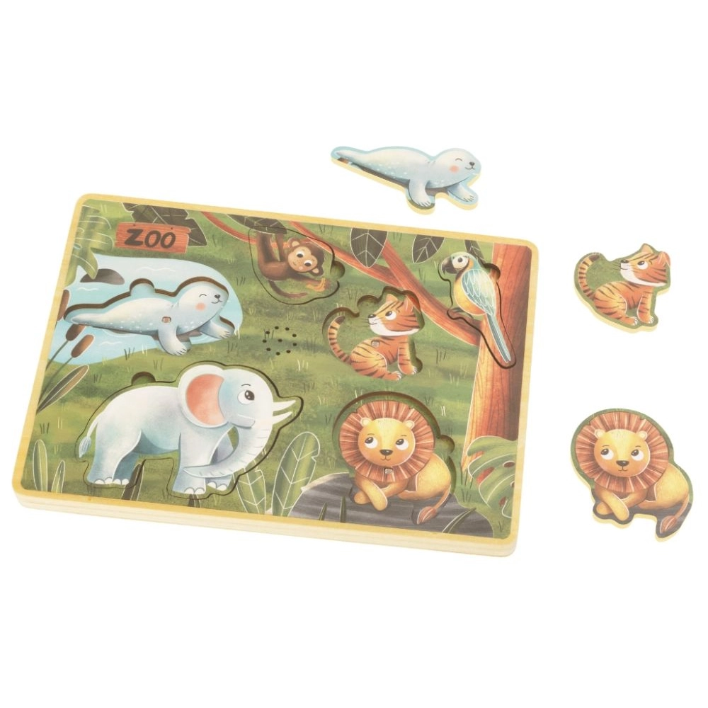 Drevené vkladacie puzzle so zvukmi - zvieratká zo ZOO