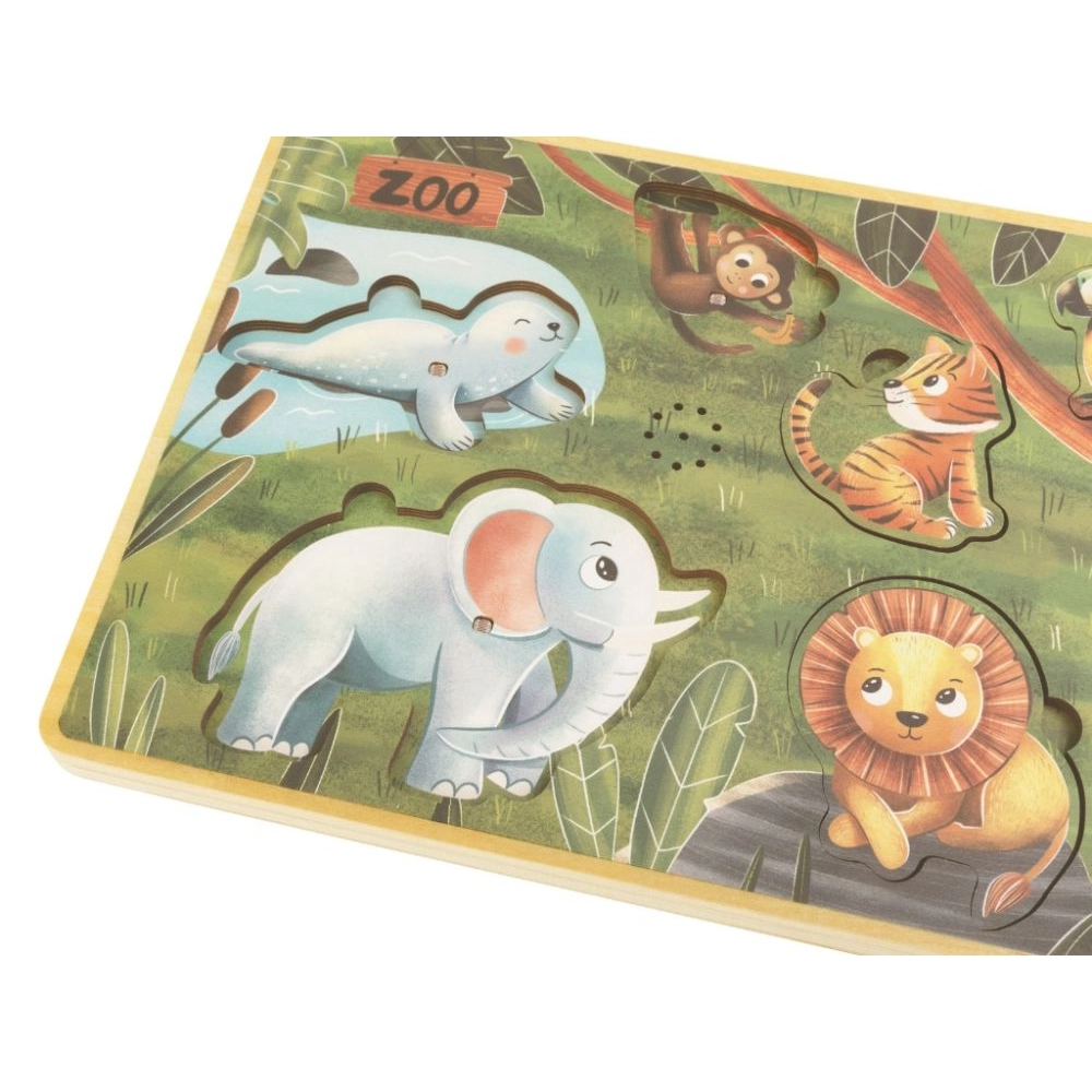 Drevené vkladacie puzzle so zvukmi - zvieratká zo ZOO