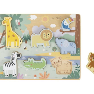 Drevené vkladacie puzzle - zvieratká v ZOO
