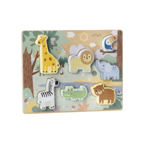 Dřevěné vkládací puzzle - zvířátka v ZOO