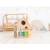 Dřevěný activity board domek Natur + dětský telefon