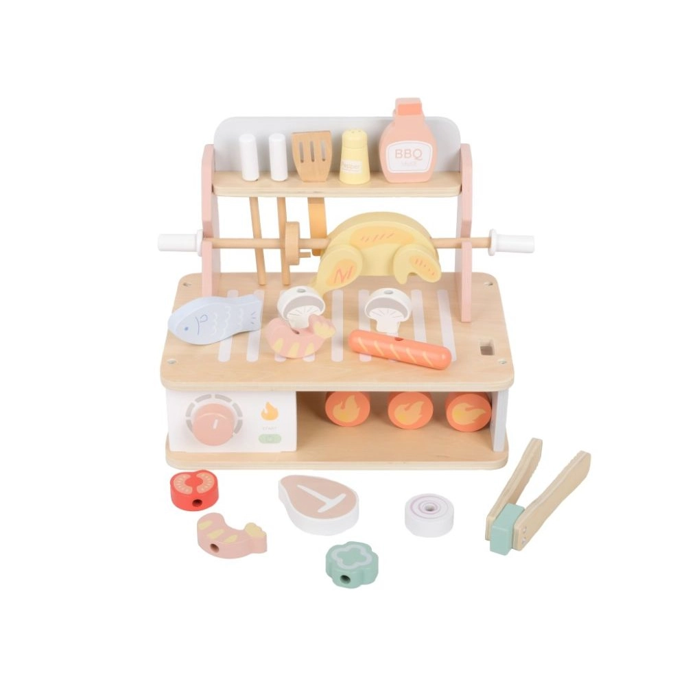 Drevený gril pre deti s doplnkami - BBQ sada