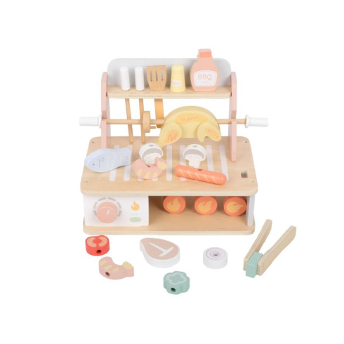 Dřevěný gril pro děti s doplňky - BBQ sada