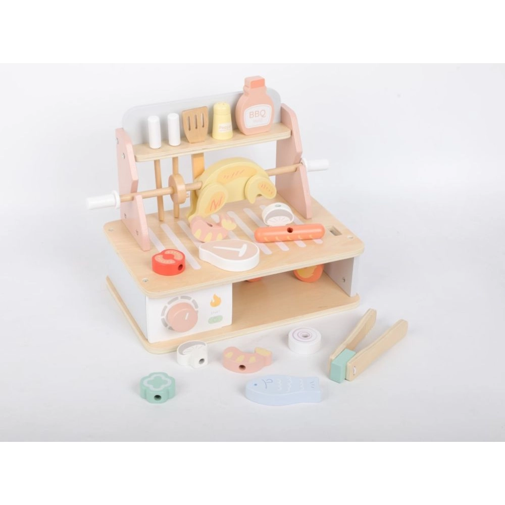 Drevený gril pre deti s doplnkami - BBQ sada
