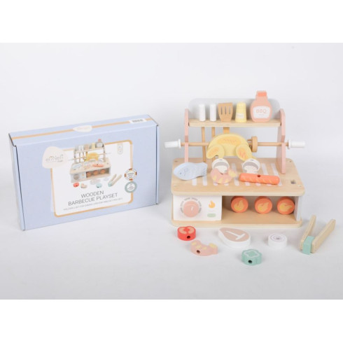 Dřevěný gril pro děti s doplňky - BBQ sada