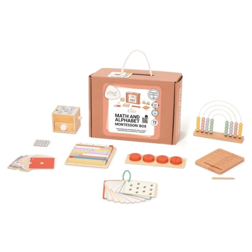 Drevený Montessori edukačný box na matematiku a abecedu