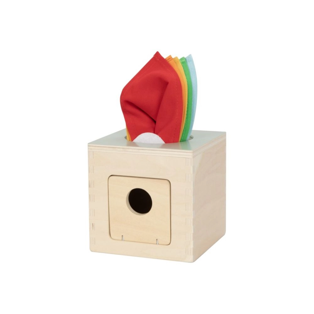 Drevený Montessori edukačný box pre bábätká 7–12 mesiacov