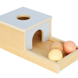 Dřevěný motorický box s pastelovými koulemi pro děti