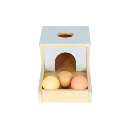 Dřevěný motorický box s pastelovými koulemi pro děti