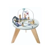Drevený motorický stolček s vláčikom a xylofónom, pastelový