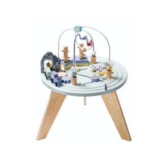 Dřevěný motorický stolek s vláčkem a xylofonem, pastelový