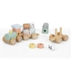 Drevený vláčik s kockami a zvieratkami zo ZOO