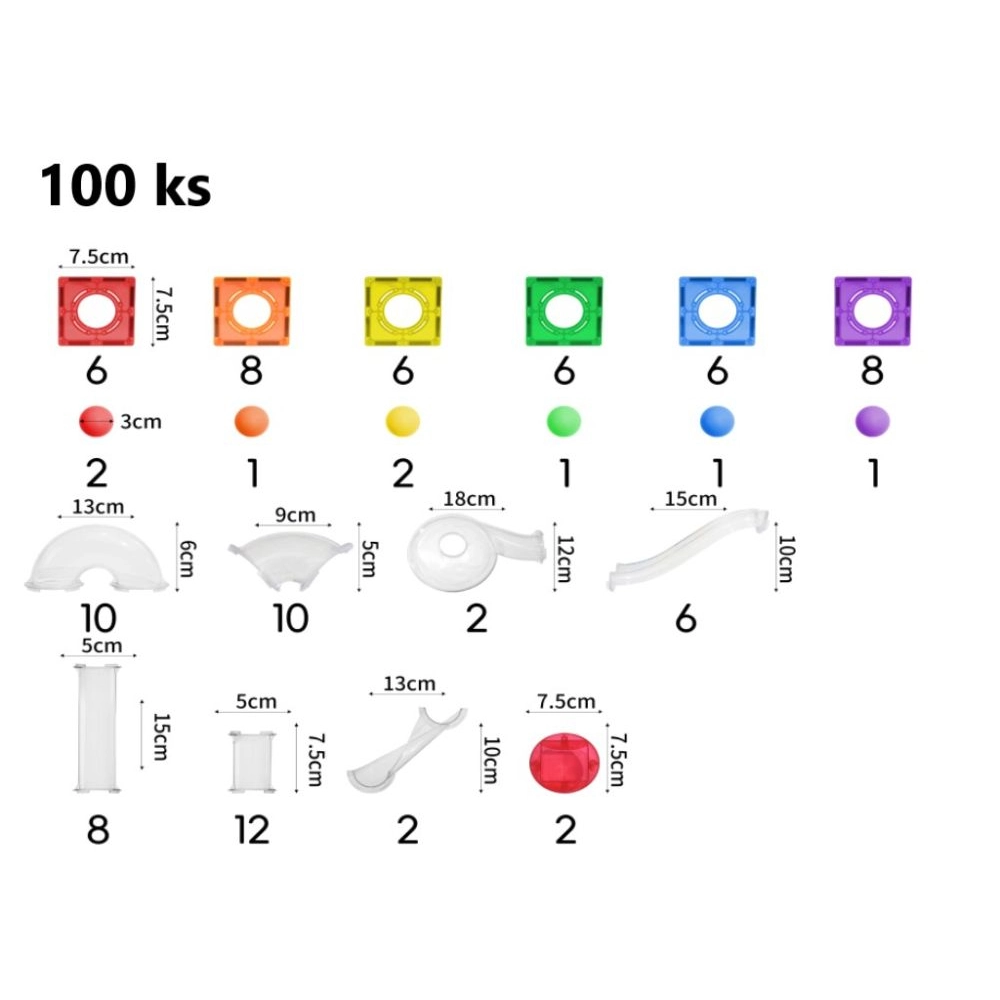 Magnetická stavebnica so svietiacimi gulôčkami, 100 ks