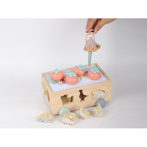 Multifunkční dřevěná pojízdná farma se zvířátky 3v1