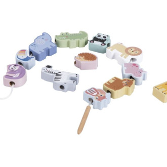 Navliekanie korálok - drevených zvieratiek zo ZOO