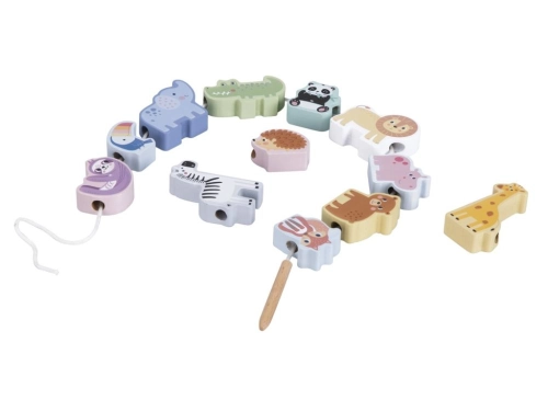 Navliekanie korálok - drevených zvieratiek zo ZOO