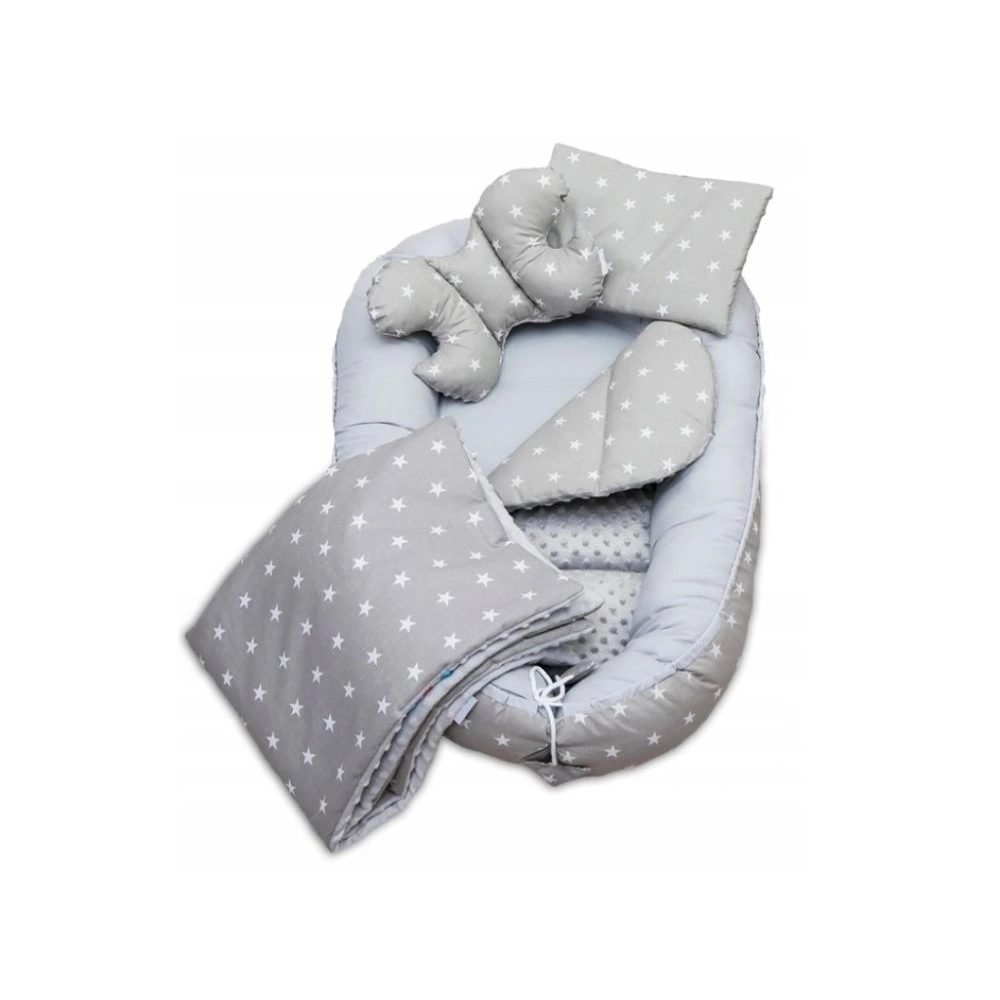 Set do postieľky - 7dielna sada Sivá s hviezdami