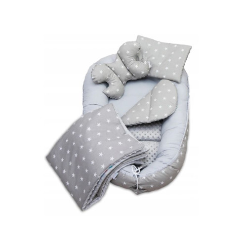 Set do postieľky - 7dielna sada Sivá s hviezdami