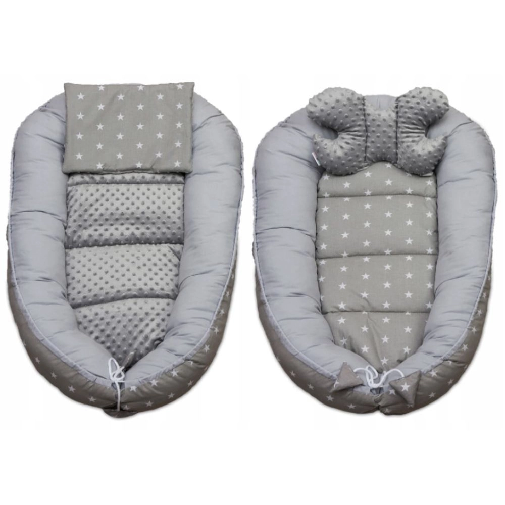 Set do postieľky - 7dielna sada Sivá s hviezdami