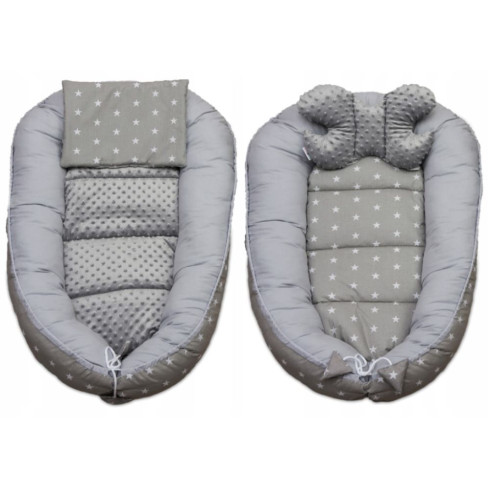 Set do postieľky - 7dielna sada Sivá s hviezdami