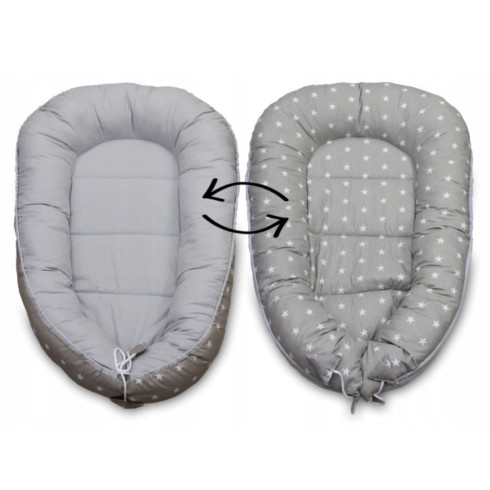 Set do postieľky - 7dielna sada Sivá s hviezdami