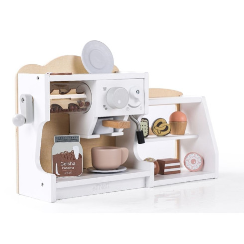 Veľký drevený kávovar a obchod 2v1