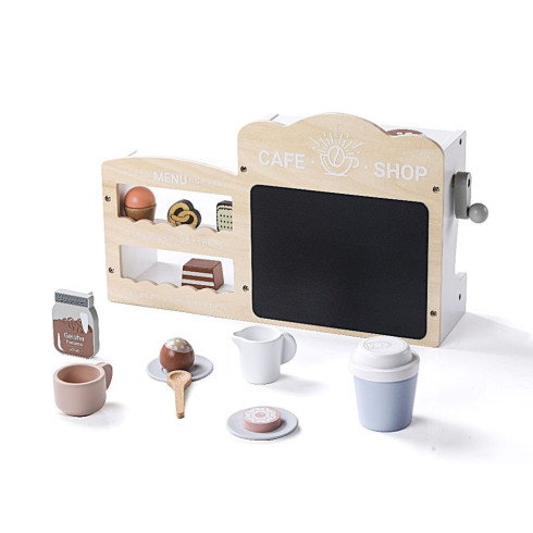 Veľký drevený kávovar a obchod 2v1