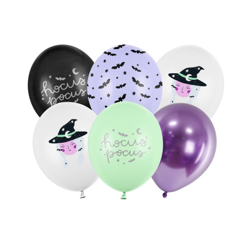 Hocus Pocus lufik 30 cm – boszorkány, vegyes színek, 6 db Hocus Pocus lufik 30 cm – boszorkány, vegyes színek, 6 db