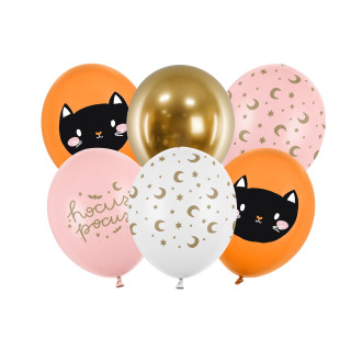 Hocus Pocus lufik 30 cm – színmix, macska és hold, 6 db