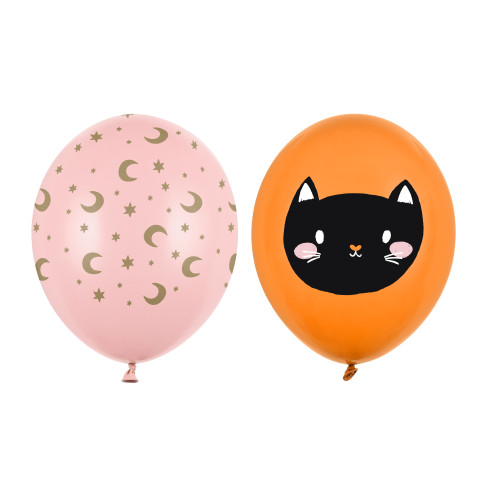 Hocus Pocus lufik 30 cm – macska és hold motívumok vegyesen, 50 db Hocus Pocus lufik 30 cm – macska és hold motívumok vegyesen, 50 db