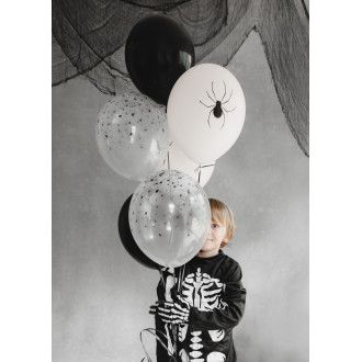 Baloni s pajki 30 cm, črno-beli, set 6 kosov – idealni za noč čarovnic