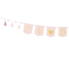 Banner din bumbac „Oh Baby” roz roz cu ciucuri, 2,5 m