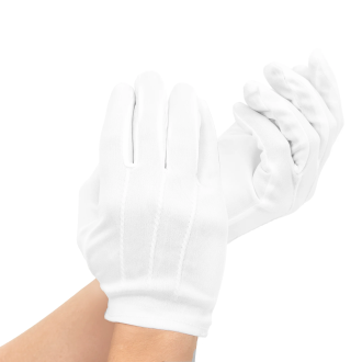 Biele rukavičky na párty dekoratívne 19 cm