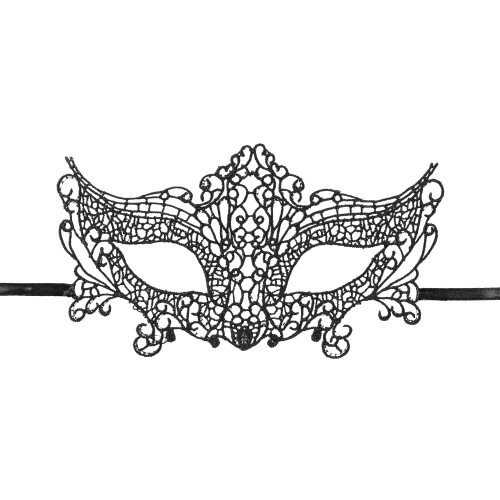 Crna karnevalska čipkasta maska na vezanje, 20 x 11 cm