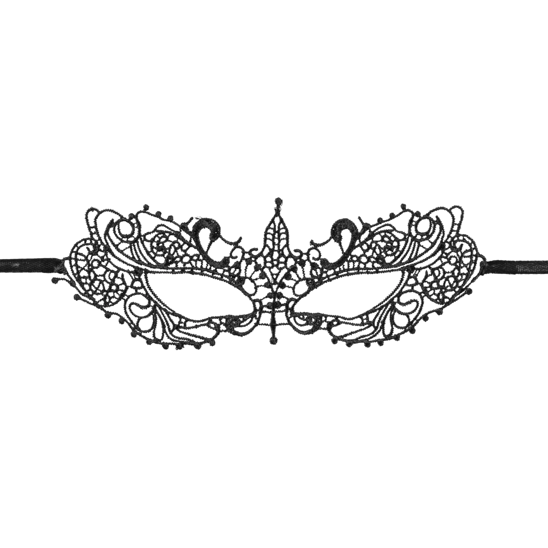 Črna čipkasta karnevalska maska z zavezovanjem, 20 x 7,3 cm