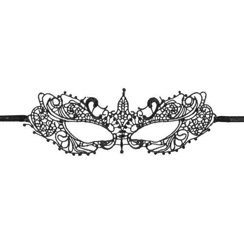 Crna čipkasta karnevalska maska s vezanjem, 20 x 7,3 cm