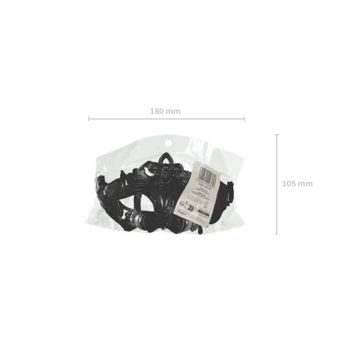 Črna karnevalska maska z ornamentom, 17x9 cm, na zavezovanje