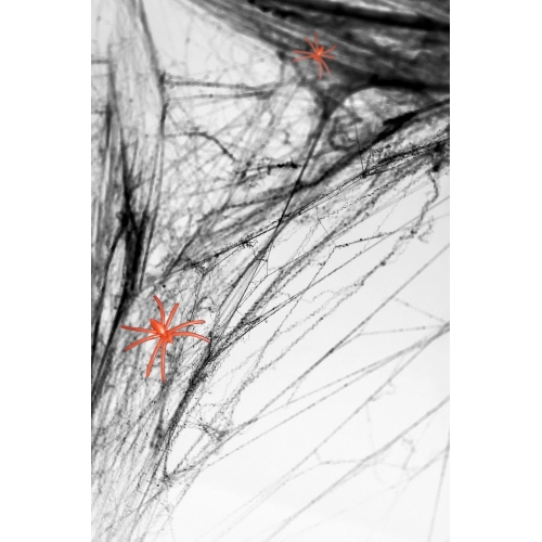 Čierna pavučina na Halloween s pavúkmi, dekorácia 60g