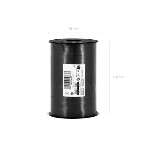 Fekete műanyag ajándékcsomagoló szalag 5 mm x 225 m