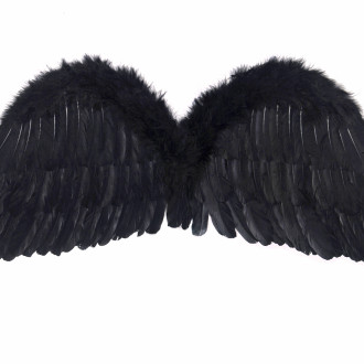 Črna angelska krila iz perja 75x30 cm za kostum in fotografiranje