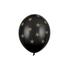 Črni baloni z zvezdami 30 cm – močni, pastelni, 6 kos