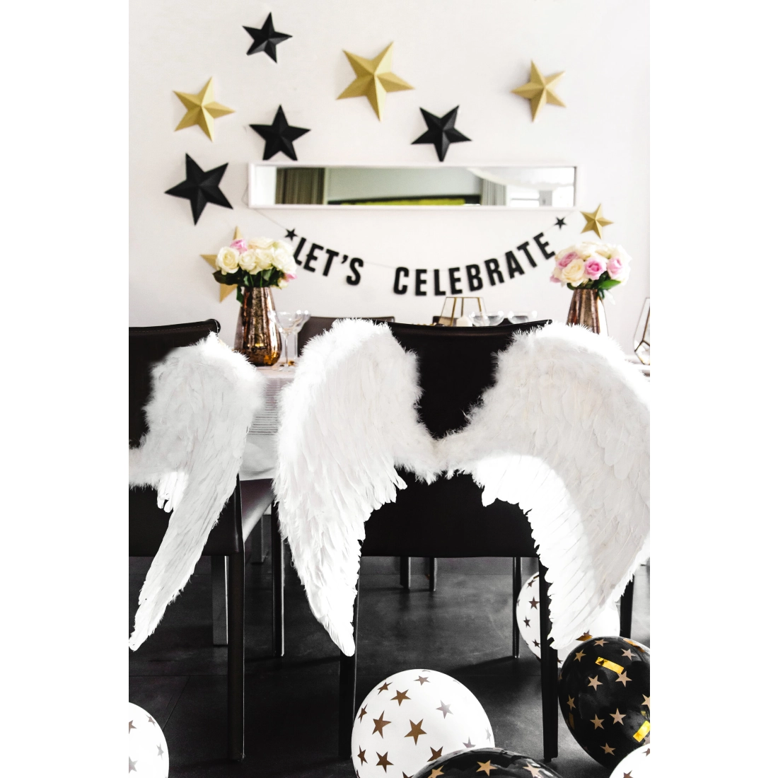 Črni baloni z zvezdami 30 cm – močni, pastelni, 6 kos