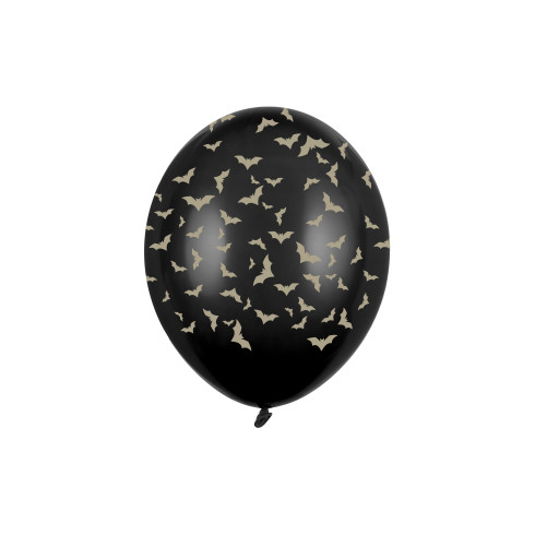 Fekete lufik denevérekkel, 30 cm, kétoldalas nyomtatás, 6 db Fekete lufik denevérekkel, 30 cm, kétoldalas nyomtatás, 6 db