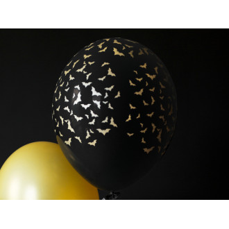 Črni baloni z netopirji 30 cm, močni, zlat tisk, 50 kosov