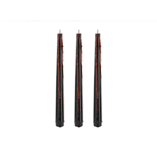 Lumânări negre care „sângerează” 25 cm – set 3 buc., efect de sânge care se scurge