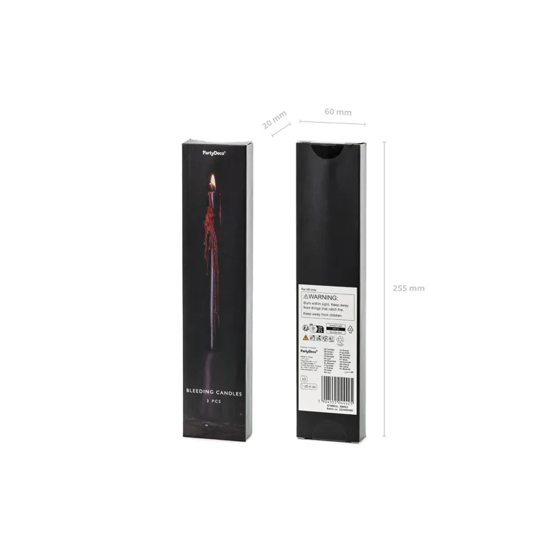 Lumânări negre care „sângerează” 25 cm – set 3 buc., efect de sânge care se scurge