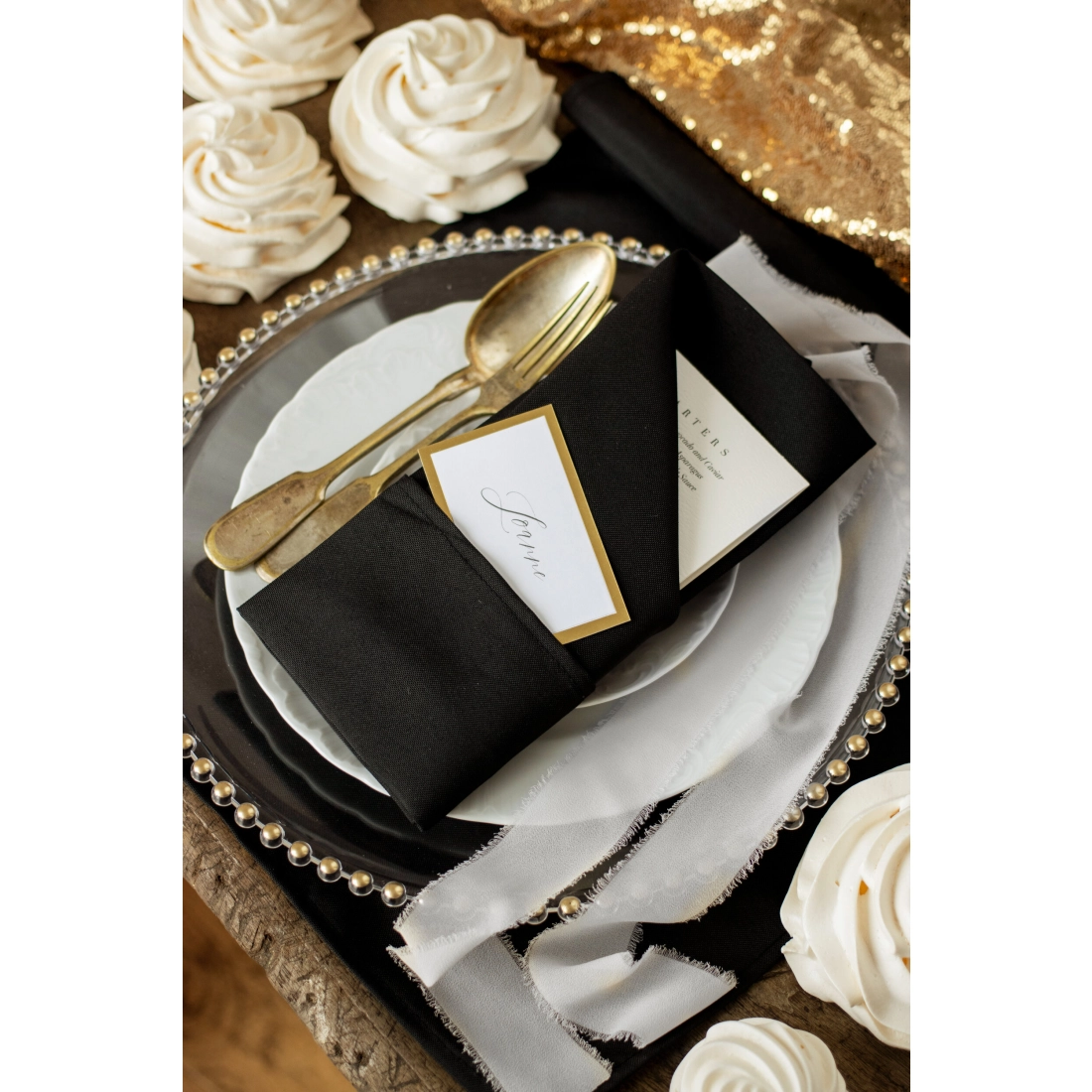 Fekete textil szalvéták 35x35 cm – 25 darabos csomag, többször használható