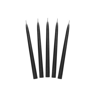 Črne mat mat sveče za svečnik 24 cm – set 10 kosov, do 5 ur gorenja