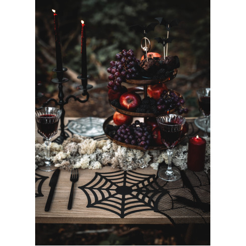 Črni papirnati pogrinjki Pajkova mreža, 27,5 cm, set 4 kosov