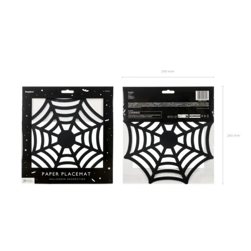 Črni papirnati pogrinjki Pajkova mreža, 27,5 cm, set 4 kosov